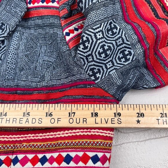 Coldwater Creek Jacket Women 8 Petite Red Blue Geometric Stripe Boho Diamond - Picture 8 of 11